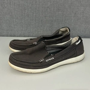 Scarpe mocassino casual Crocs Walu marrone cioccolato slip on tela US donna 6 - Foto 1 di 10
