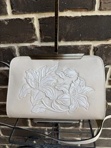 NWT Patricia Nash Kanalia Frame Crossbody Burnished Parisian Floral Tooled Chalk - Picture 1 of 6