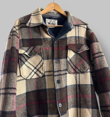 Vintage Woolrich Fleece Lined Wool Plaid Flannel Shirt Jacket Size XL Made USA - Image 1 of 4