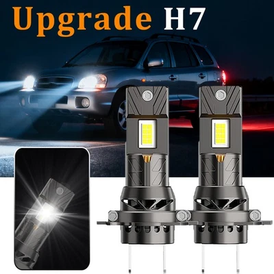 2x H7 For Hyundai Santa Fe 2005-2017 Headlight LED 6000k White Low Beam Bulbs - Image 1 of 4