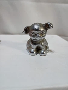 VINTAGE "BUCKI" KOHLENSTOFFE BÄNDER Gusseisen WELPE WELPE HUND BRIEFBESCHWERER WERBUNG - Bild 1 von 5