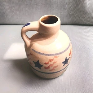VTG Beaumont Brothers Pottery BBP Stoneware Small Jug Salt Glazed Stars Stripes - Picture 1 of 5