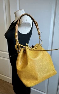 Louis Vuitton PETIT NOE MM Epi Leather Yellow Shoulder Bag US-ship LV Authentic - Picture 1 of 24