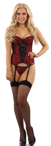 Biancheria intima sexy donna nero/rosso basco e slip donna (FY) - Foto 1 di 4