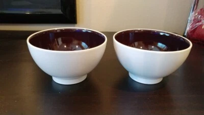 2 Crate & Barrel Cereal/Soup Bowls cream /chocolate brown  -Thailand - Image 1 of 4