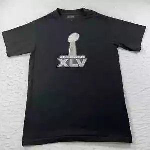 NFL Super Bowl XLV 2010/2011 Men's Small Black Short Sleeve Patch Logo T Shirt - Picture 1 of 12