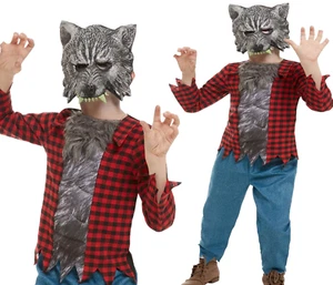 Kinder Deluxe Werwolf Kostüm Jungen Halloween Kostüm + Maske Alter 4-12 - Bild 1 von 4