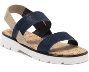 Donald Pliner Hollie Sandals Pebbled Navy Leather Shoes 7.5M NEW - Picture 1 of 7