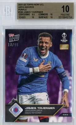 2021-22 TOPPS NOW UCL UEFA AWARDS 17/99 PURPLE JAMES TAVERNIER BGS PRISTINE 10 - Image 1 of 2