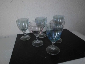 6 x Weingläser Blau Rose Bunt 60/70 er Jahre Vintage Weinglas Gläser H 12,5 cm - Bild 1 von 4