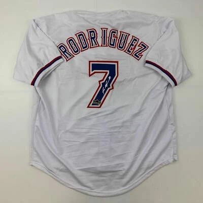 Facsimile Autographed Ivan Rodriguez Pudge Texas White Reprint Auto Jersey XL - Image 1 of 4