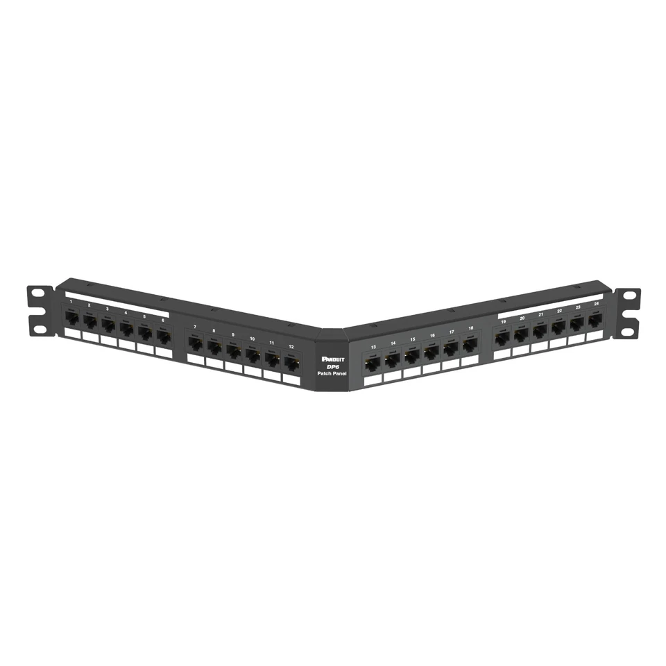 Panduit DPA24688TGY 24 Port 1U Rack Cat 6 Angled Punchdown Patch Panel Black - Image 1 of 1