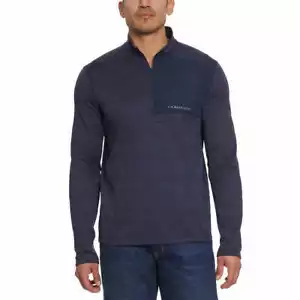 G.H. Bass Men's Quarter Zip Fleece Top, Blue Medium - Picture 1 of 4