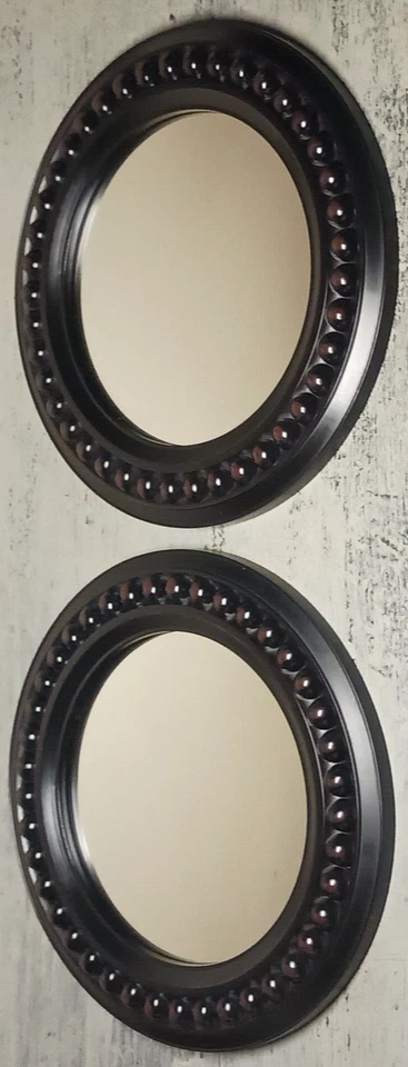 Pair of Framed Round Ready to Hang Mirrors 14"dia. Home/Office Decor Lot of (2) - Image 1 of 4