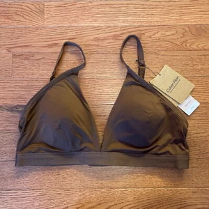 Calvin Klein Lightly Lined Triangle Brown Large Bra NWT 980 - Picture 1 of 12