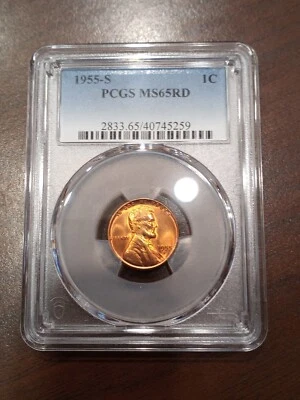 1955-S Wheat Cent - RPM-004 - MS65RD - PCGS - Image 1 of 4