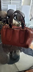 Authentic Chloe Calfskin Leather Medium Bordeaux Satchel Bag Whiskey - Picture 1 of 24