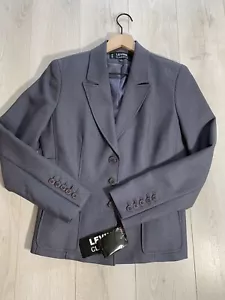 NWT Larry Levine Blue Herringbone Three Button Blazer Jacket Sz 8 - Picture 1 of 11