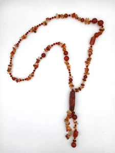 COLLANA LUNGA AGATA CHIPS E RUOTE CON TUBO AGATA INCISO E ORO - ALTA BIGIOTTERIA - Foto 1 di 4