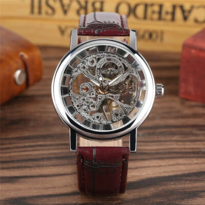 Winner Wind Up Watch for Men Silver Stainless Steel Case Analog Wristwatch Gifts - Image 1 of 4