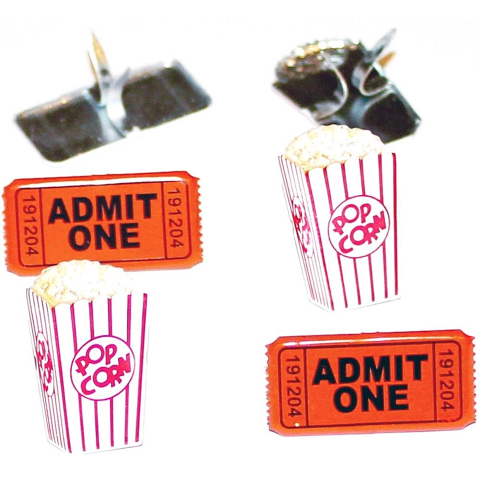 POPCORN & TICKETS BRADS Cinema Movies Scrapbooking Card Making Stamping - Image 1 of 1