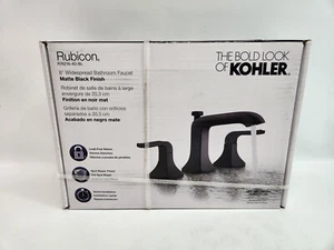 KOHLER K-R76216-4D-BL Bathroom Sink Faucet Matte Black Rubicon w/ Valve - Picture 1 of 9