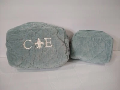 Pottery Barn бархата косметический путешествий сумка чехол комплект с монограммой с инициалами C E - Изображение 1 из 4