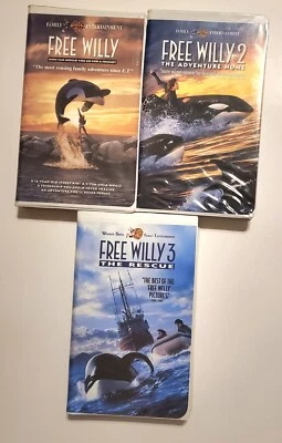 Free Willy 1, 2 & 3 Vhs Set Foto 1 de 4
