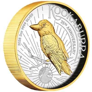 Australien 2 $ 2025 Kookaburra 2 Oz Silber High Relief teilvergoldet PP mit OVP - Bild 1 von 5