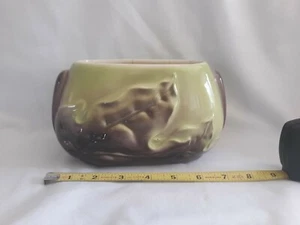 Vintage Royal Copley Planter Green And Brown Leaves beautiful unique coloring - Picture 1 of 9
