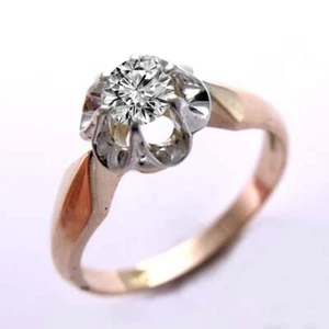 14K Solid Rose & White Gold European style Diamond Ring 4 to 9.5 H SI2 #R671 - Picture 1 of 2