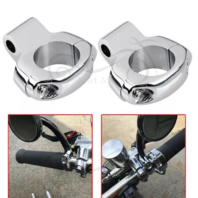 Chrome 1" Handlebar Turn signal / Mirror Clamps Mount For Harley FLD FLT FXST - Image 1 of 4