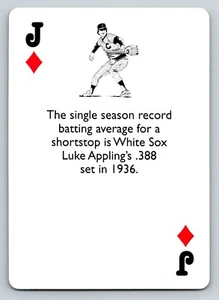 Tarjeta intercambiable MLB béisbol trivia bicicleta deportes colección Jack of Diamonds - Imagen 1 de 2