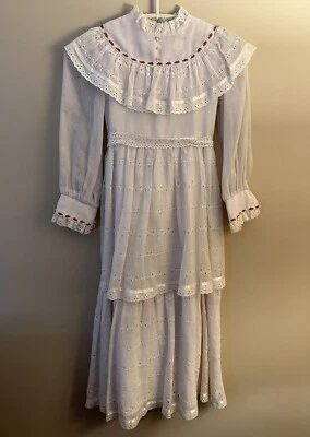 Dorissa of Miami Little Girls White Dress Prairie Victorian MAXI Style Size 6 - Image 1 of 4