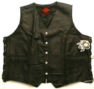 Chaleco de motociclista de cuero negro a presión/encaje, para mujer 4XL, equipo de ciclismo Alpha, NUEVO Foto 1 de 3