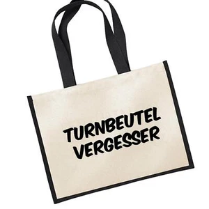 Jutetasche Turnbeutelvergesser Schriftzug Shopper Einkaufstasche Geschenkidee So - Picture 1 of 5