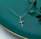 925 Silver 025 Ct Round Simulated Diamond Cross Pendant 14K White Gold Plated