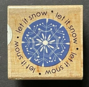 Let it Snow Circle Snowflake Winter Season Holiday Word Phrase Wood Rubber Stamp - Picture 1 of 3