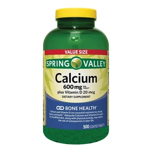 Spring Valley Calcium Plus Vitamin D Bone Health Dietary 500 Tablets 600 mg - Picture 1 of 2
