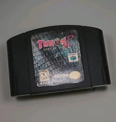 Turok 2 Seeds of Evil Nintendo 64 Authentic N64 Cartridge Tested Cleaned Black  - Image 1 of 3