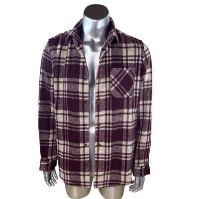 We are the Superlative Conspiracy WESC Shacket Purple Cream Plaid Shirt Jacket - Image 1 of 4