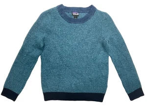Patagonia Wool Girls Sweater Kids Medium Size 10 Blue Green READ - Picture 1 of 7