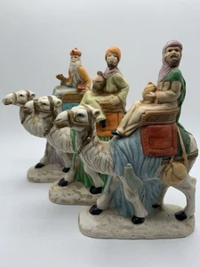 Vintage Drei Weise Männer auf Kamelen Figuren Keramik Weihnachten um die Welt - Bild 1 von 12
