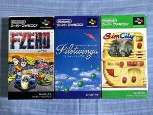 Super Famicom Game software set of 3 F-ZERO Pilot Wings Sim City USED Japan F/S - Picture 1 of 5