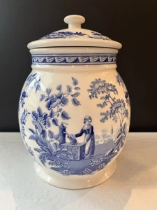 Spode Blue Room Collection "Girl At Well" coperchio bidone blu e bianco come nuovo - Foto 1 di 9