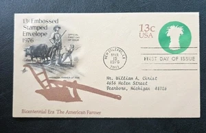US FDC # U573 American Farmer 13c 1976. - Picture 1 of 7