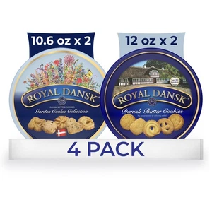 Royal Dansk Garden Cookie Collection & Danish Butter Cookies 4-Pack Includes ... - Picture 1 of 8