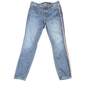 Tommy Hilfiger Jeans Womens Blue Side Stripe Skinny Mid Rise Stretch Denim - Picture 1 of 10