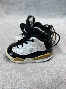 Nike Jordan Dub Zero taglia 5C - 311072 005 nero bianco oro scarpa bambino stringata - Foto 1 di 11