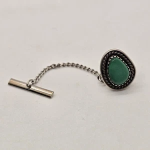 Signed Sterling Silver Vintage Turquoise Tie Tack - Picture 1 of 5
